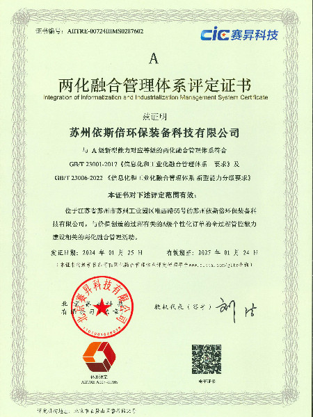 兩化融合管理體系證書(shū)